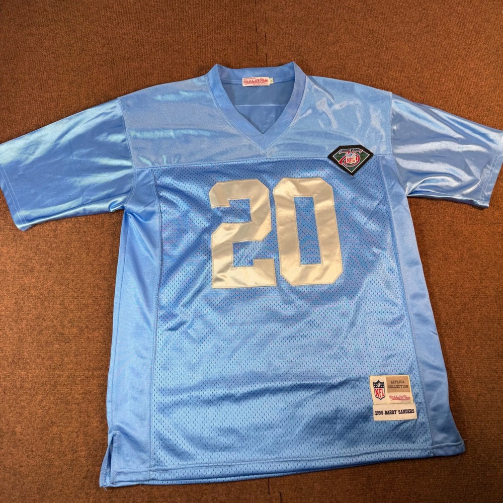 Mitchell & Ness Barry Sanders Detroit Lions Jersey Mens 50 1994 Blue 75th Anniv